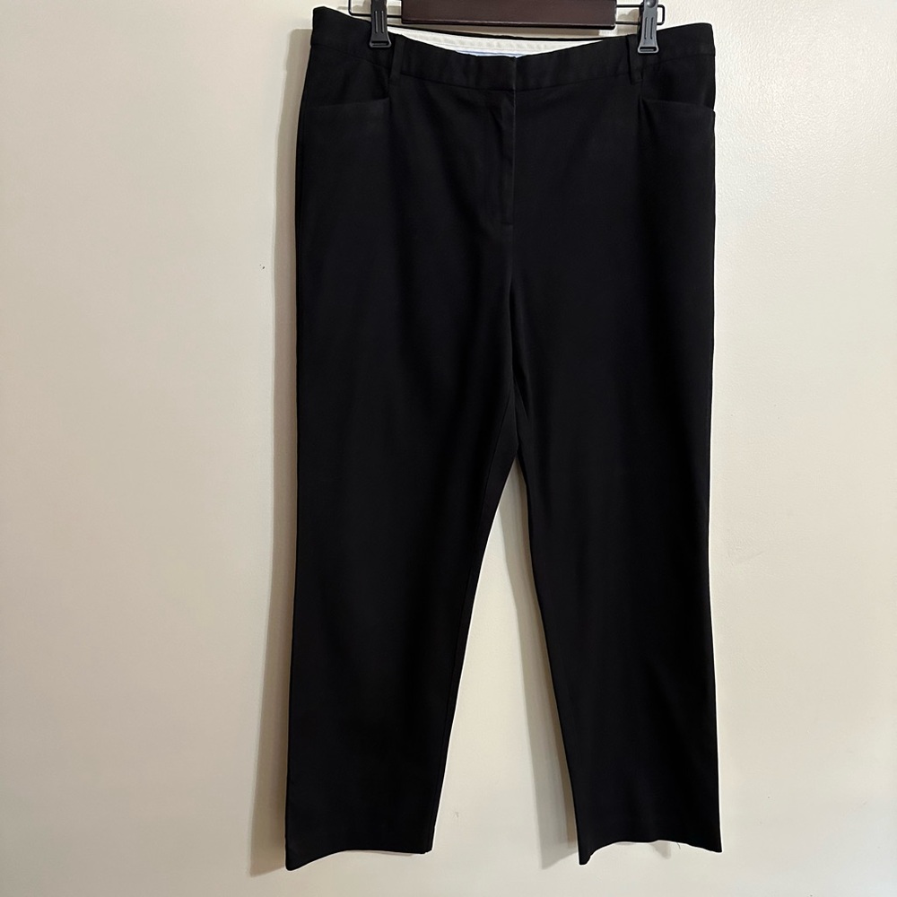 Charter Club Katherine Fit Full Length Black Cotton Straight Leg Pants, Size 14P